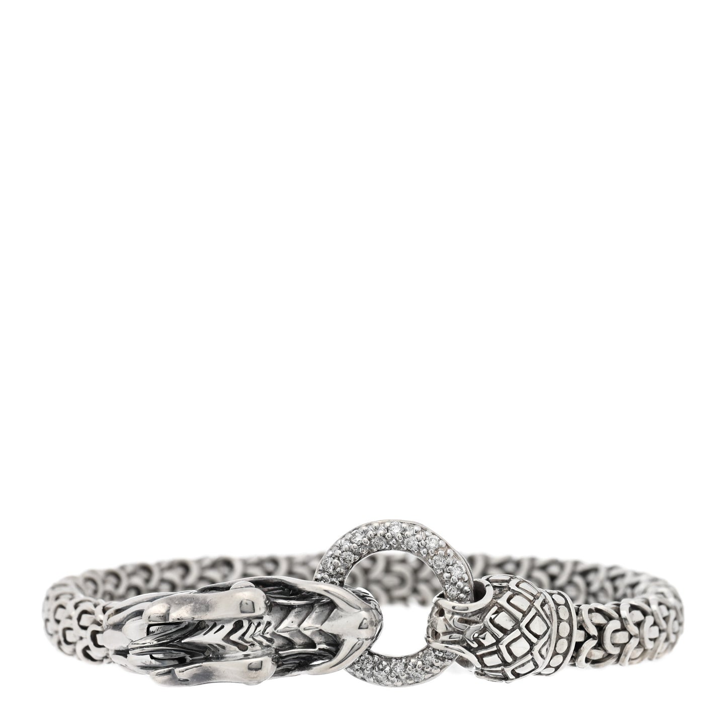 Sterling Silver Diamond Naga Dragon Head Bracelet