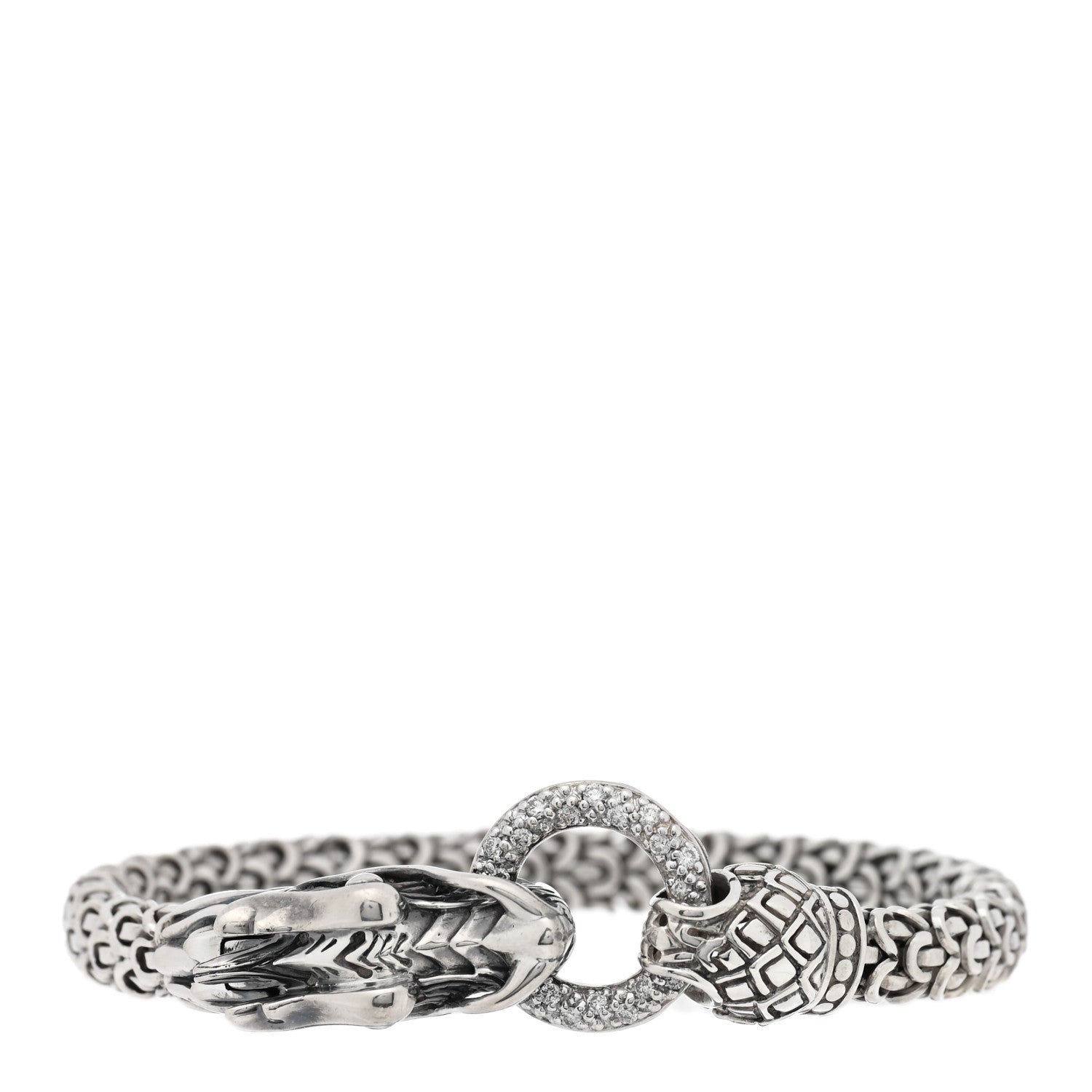 John Hardy Sterling Silver Diamond Naga Dragon Head Bracelet 1 of 5