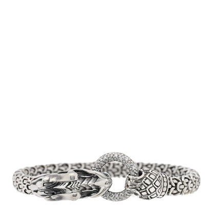 John Hardy Sterling Silver Diamond Naga Dragon Head Bracelet 1 of 5
