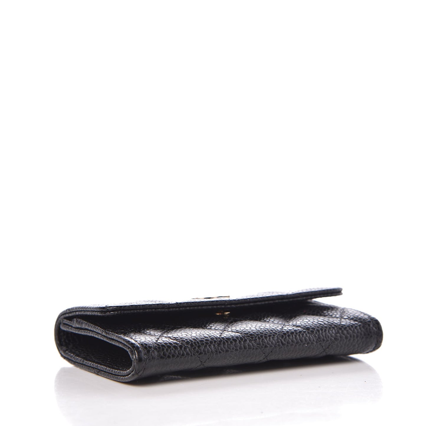 Caviar Quilted Flap Card Holder Black