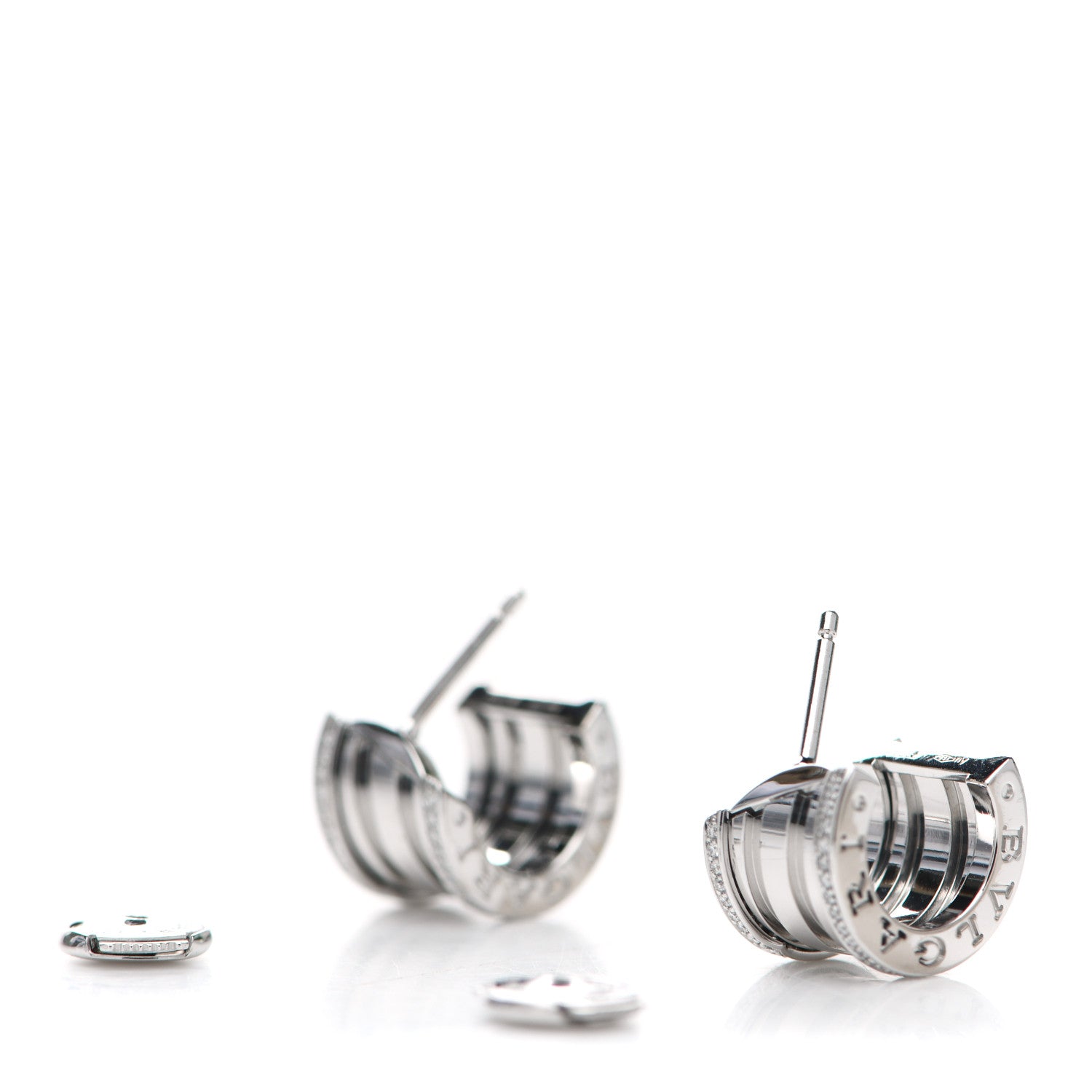 Bulgari 18K White Gold Diamond B.Zero1 Hoop Earrings 3 of 6