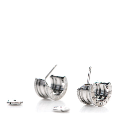 Bulgari 18K White Gold Diamond B.Zero1 Hoop Earrings 3 of 6