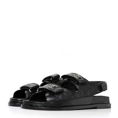 Chanel Grained Calfskin Velcro Dad Sandals 40 Black 3 of 8