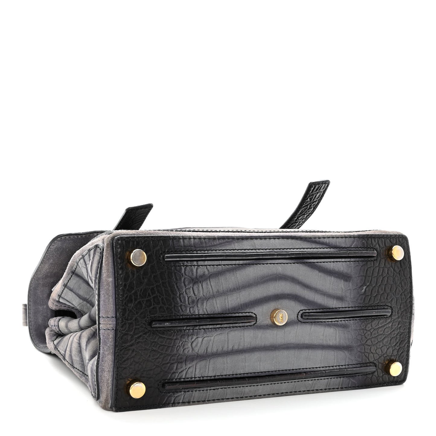 Nubuck Calfskin Crocodile Embossed Small Muse Two Grey
