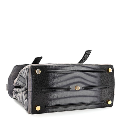 Saint Laurent Nubuck Calfskin Crocodile Embossed Small Muse Two Grey 3 of 14