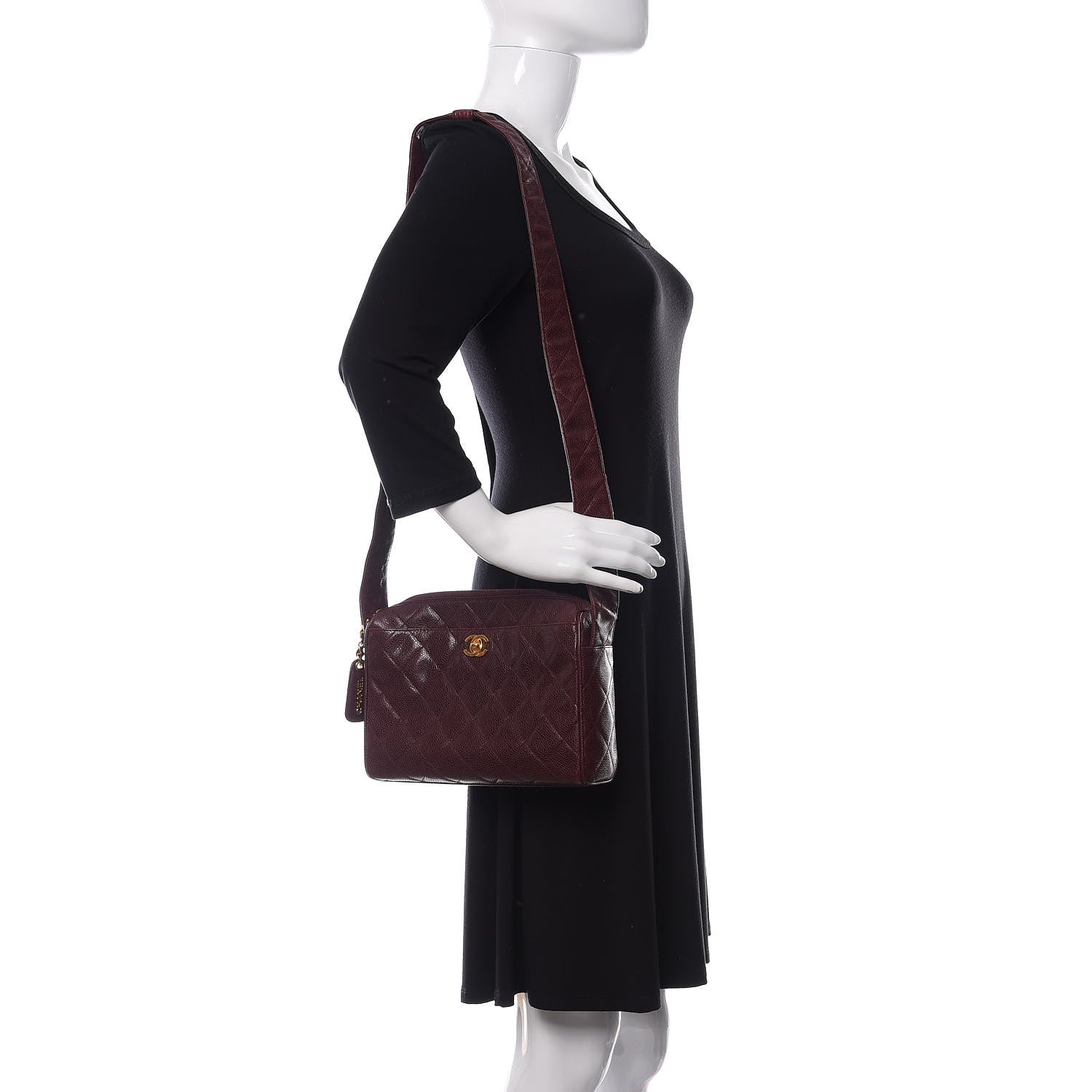 Chanel Caviar Quilted Camera Case Burgundy 2 of 12