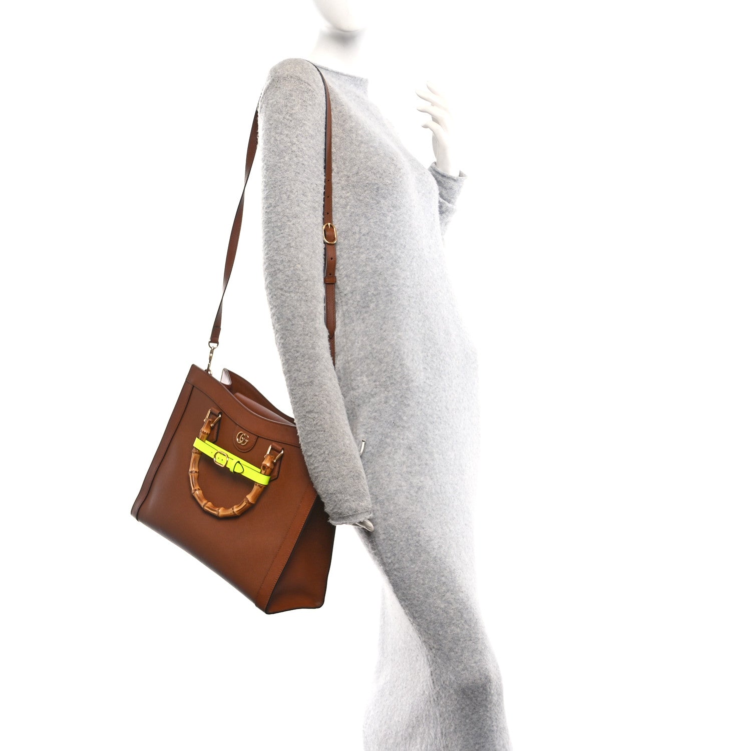 Gucci Wonka Grain Calfskin Medium Diana Tote Bag Cuir Yellow Fluo 2 of 10