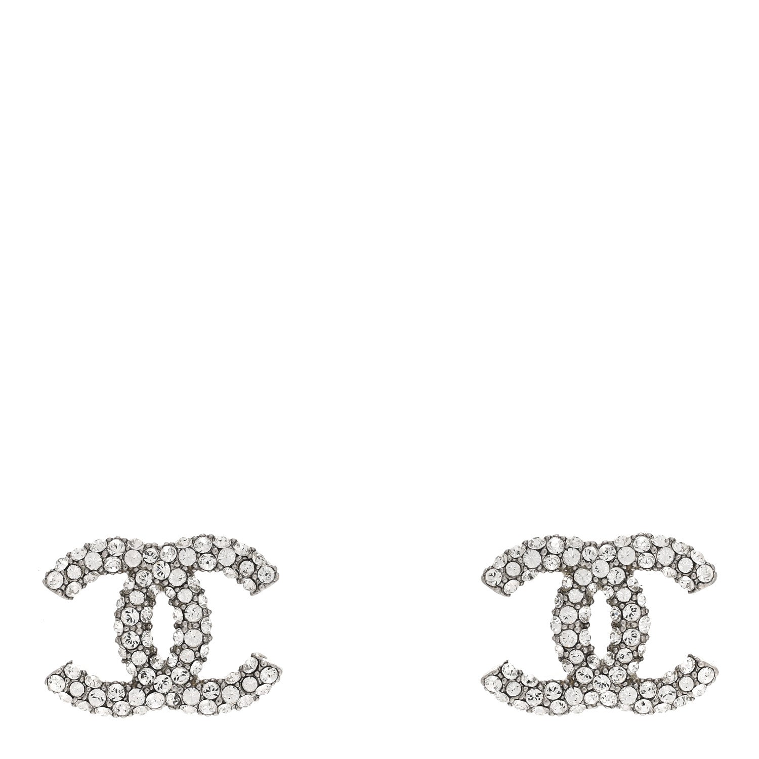 Chanel Crystal CC Earrings Silver 1 of 4