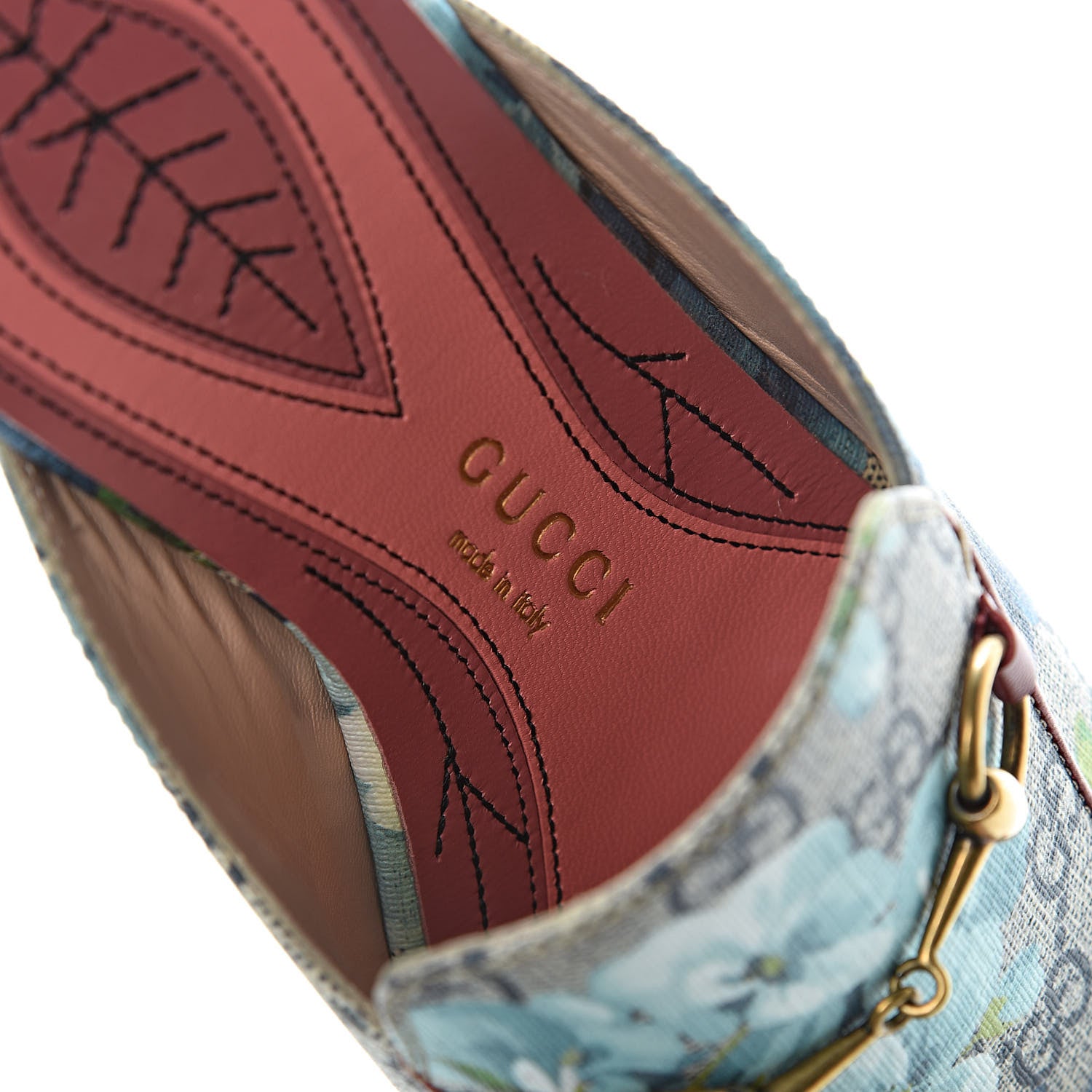 Gucci GG Supreme Monogram Blooms Womens Princetown Slippers 39 Beige Blue Navy Hibiscus Red 5 of 9