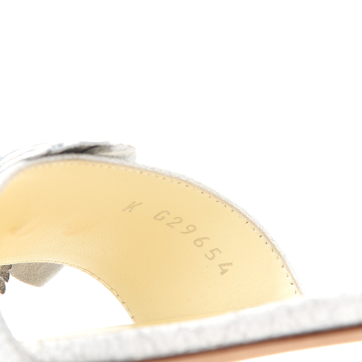 Crackled Lambskin Camellia Sandal Mule 38 White