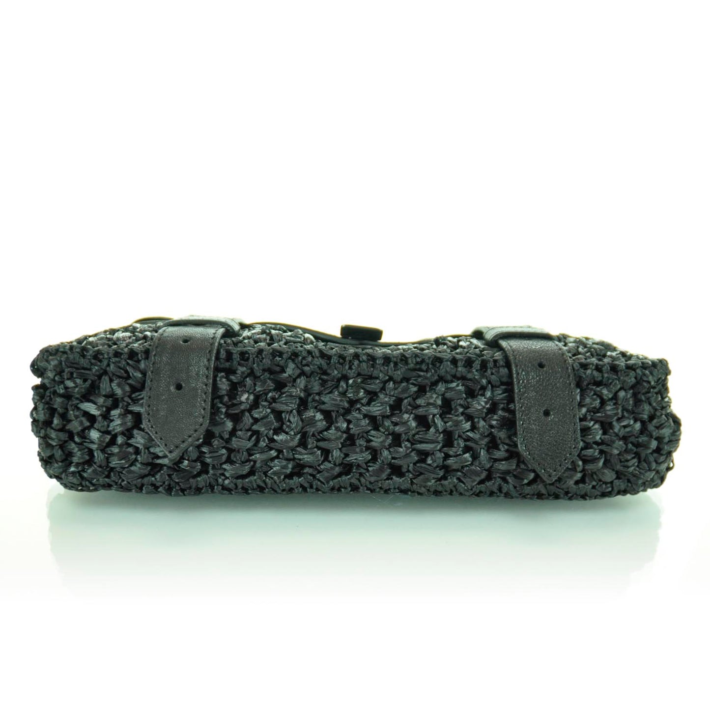 Raffia Leather PS1 Clutch Black
