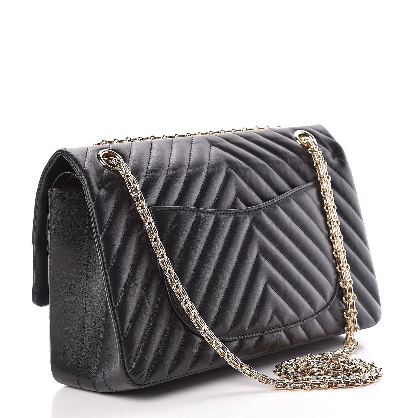Aged Calfskin Chevron Quilted 2.55 Reissue 226 Flap Black