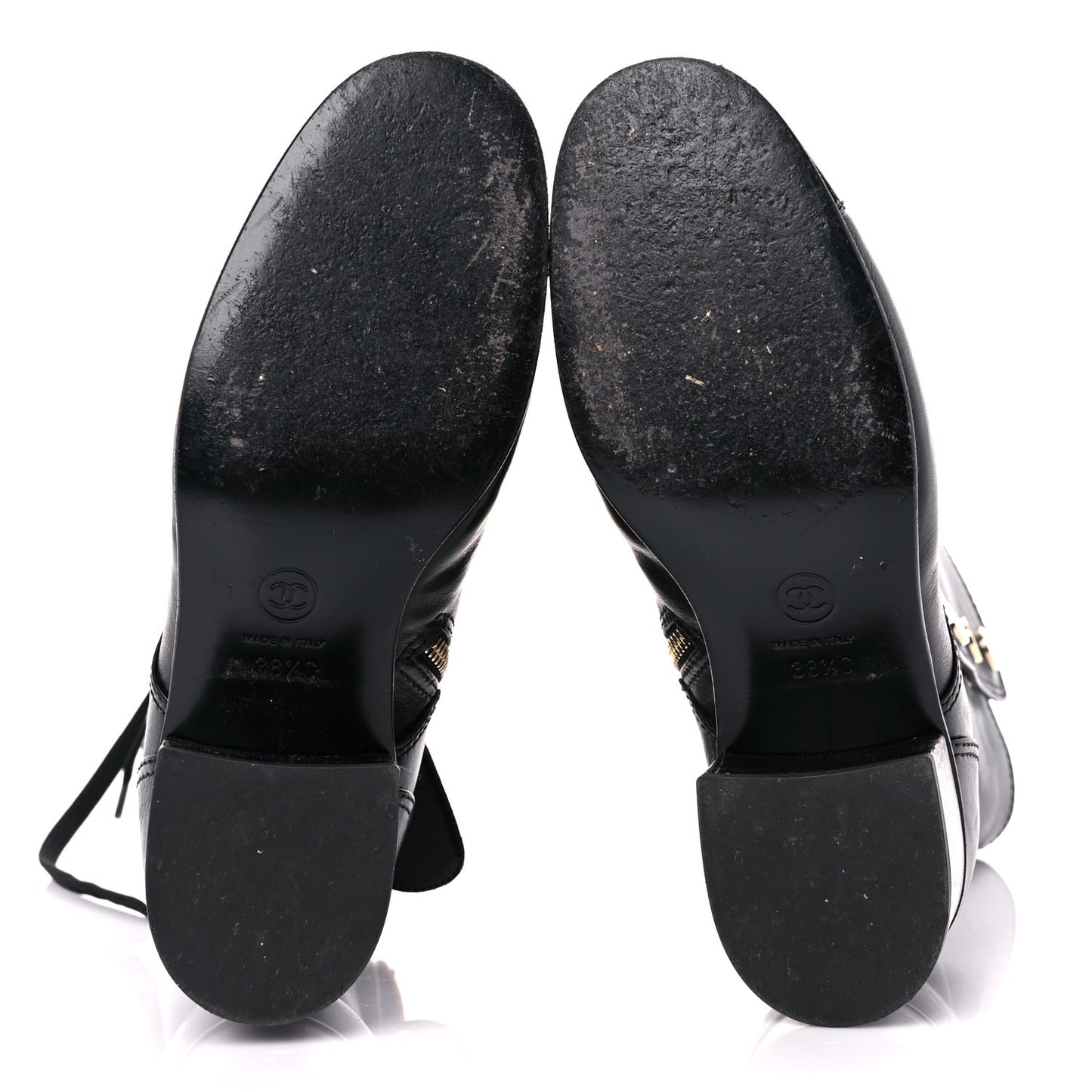 Calfskin Patent Cap Toe Boots 38.5 Black