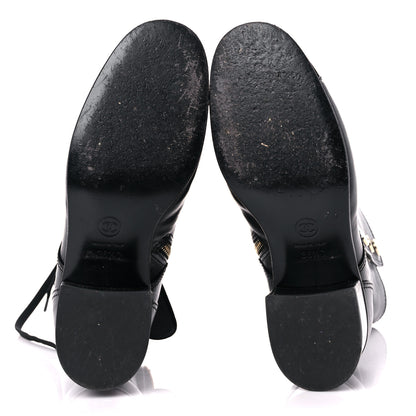 Chanel Calfskin Patent Cap Toe Boots 38.5 Black 5 of 14