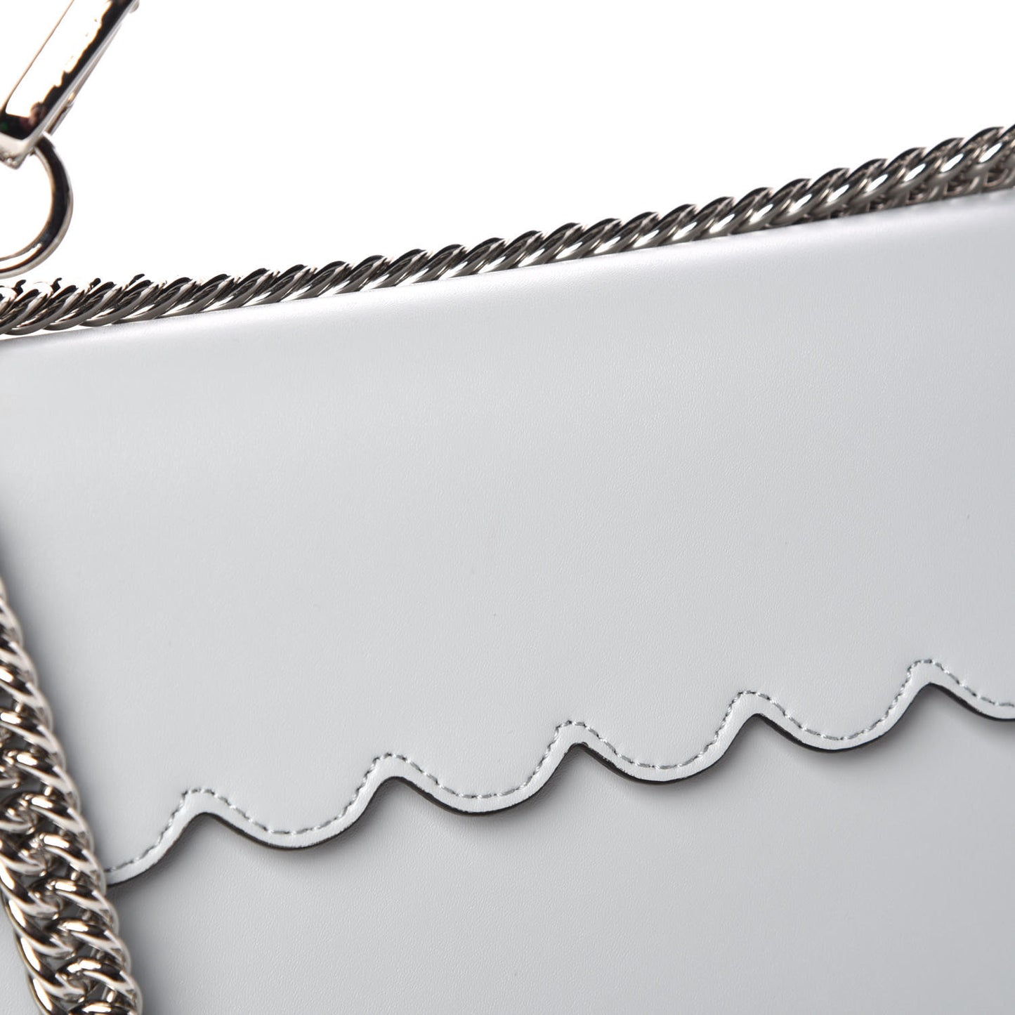 Vitello Liberty Scalloped Spike Studded Kan I Shoulder Bag Grigio Perla Multicolor