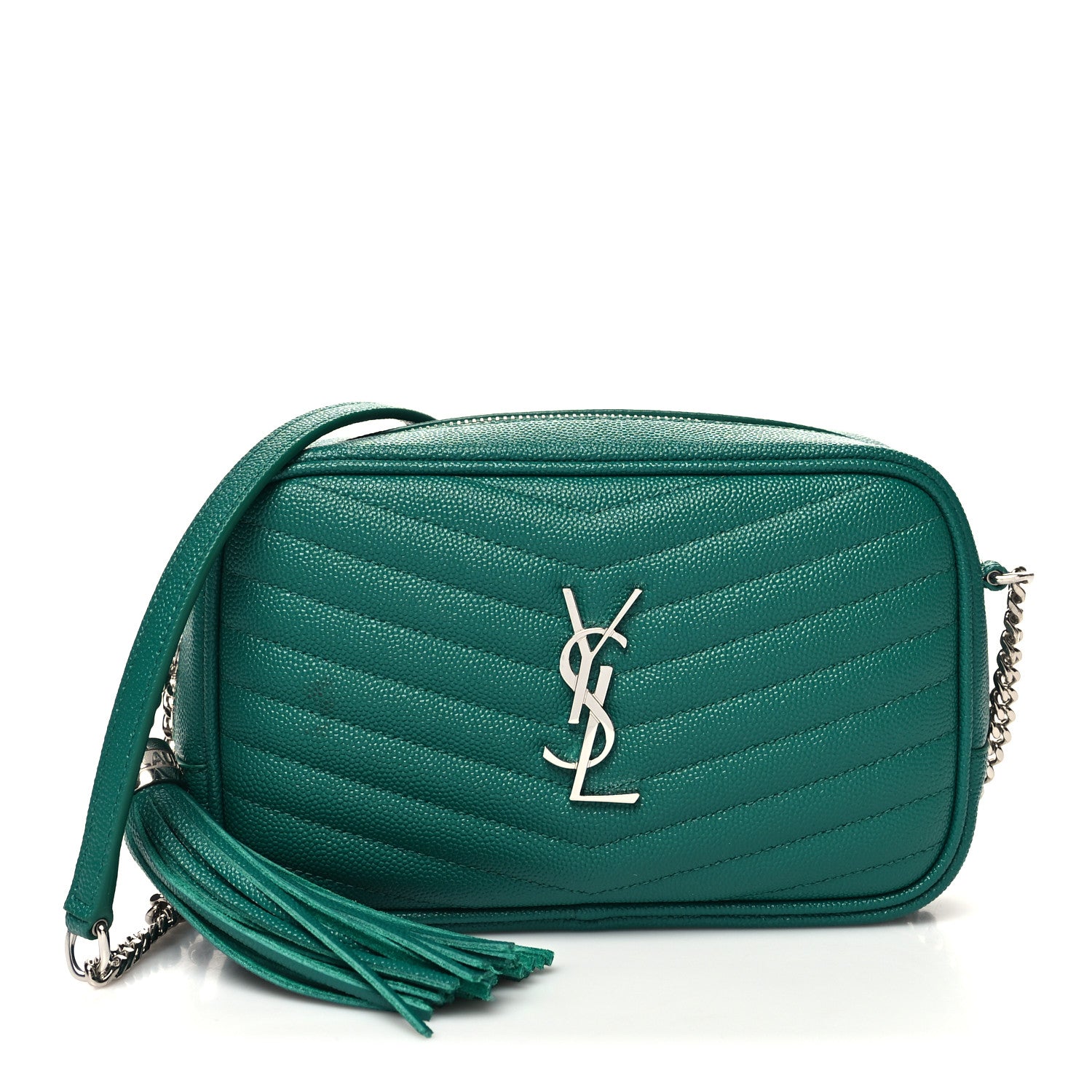 Saint Laurent Grain De Poudre Matelasse Monogram Mini Lou Camera Bag Green Field 1 of 11