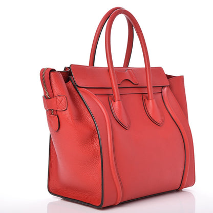 Celine Drummed Calfskin Mini Luggage Coquelicot 3 of 7