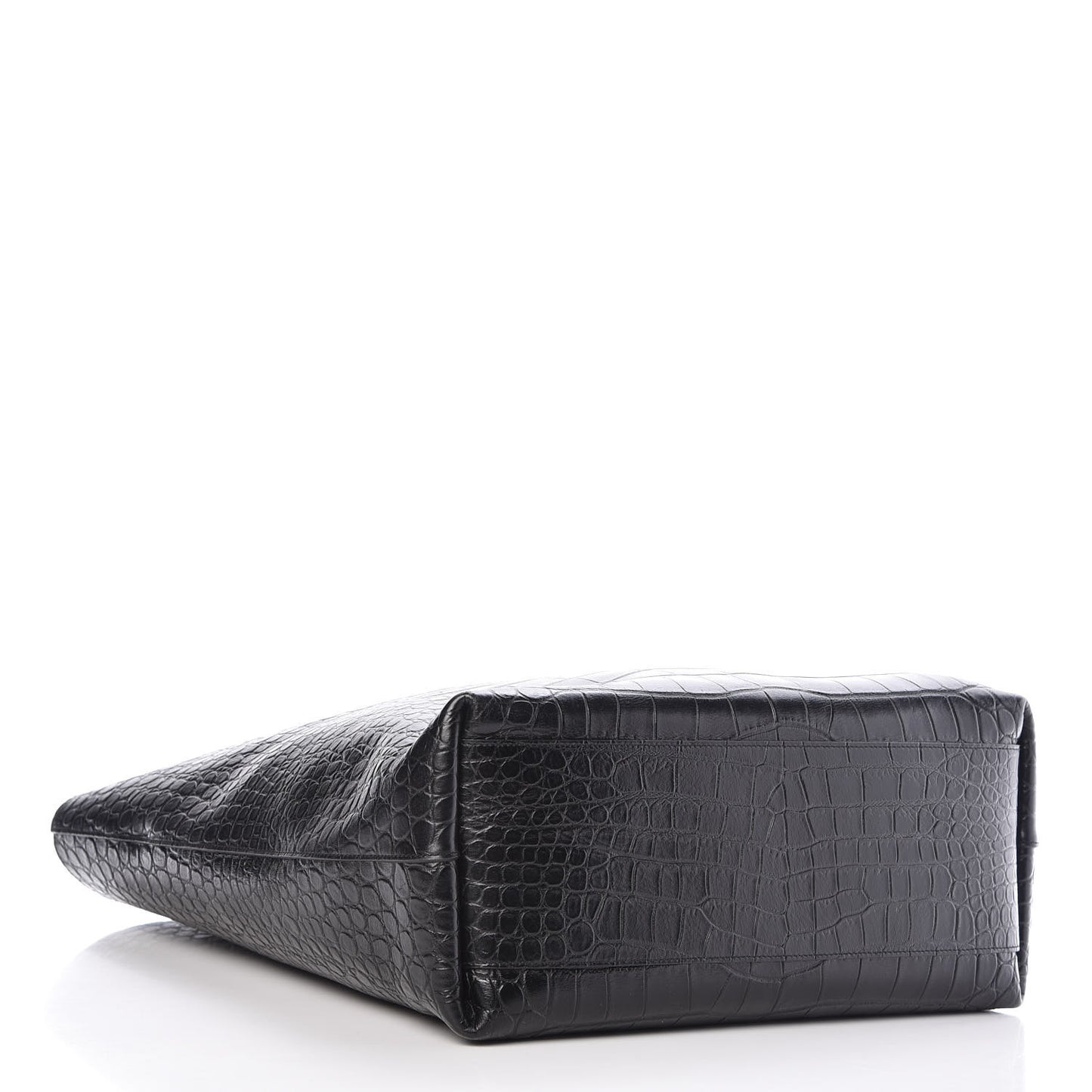 Croc Calfskin Embossed Bold Shopper Tote Black