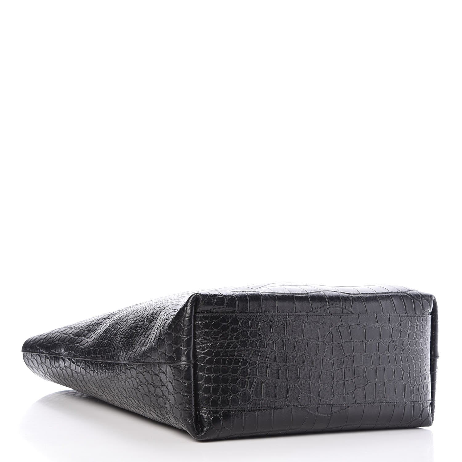 Saint Laurent Croc Calfskin Embossed Bold Shopper Tote Black 4 of 8