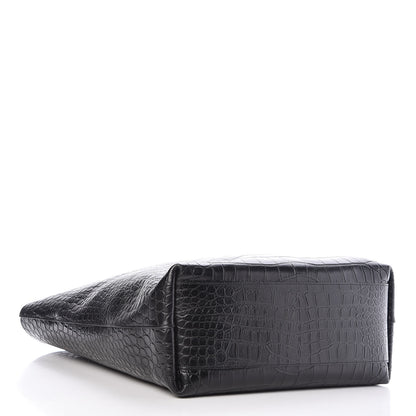 Saint Laurent Croc Calfskin Embossed Bold Shopper Tote Black 4 of 8