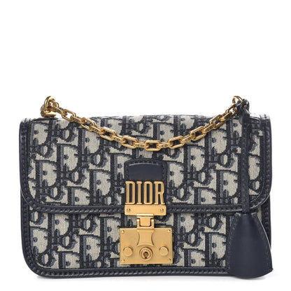 Christian Dior Oblique Small DiorAddict Flap Bag Navy Blue 1 of 13