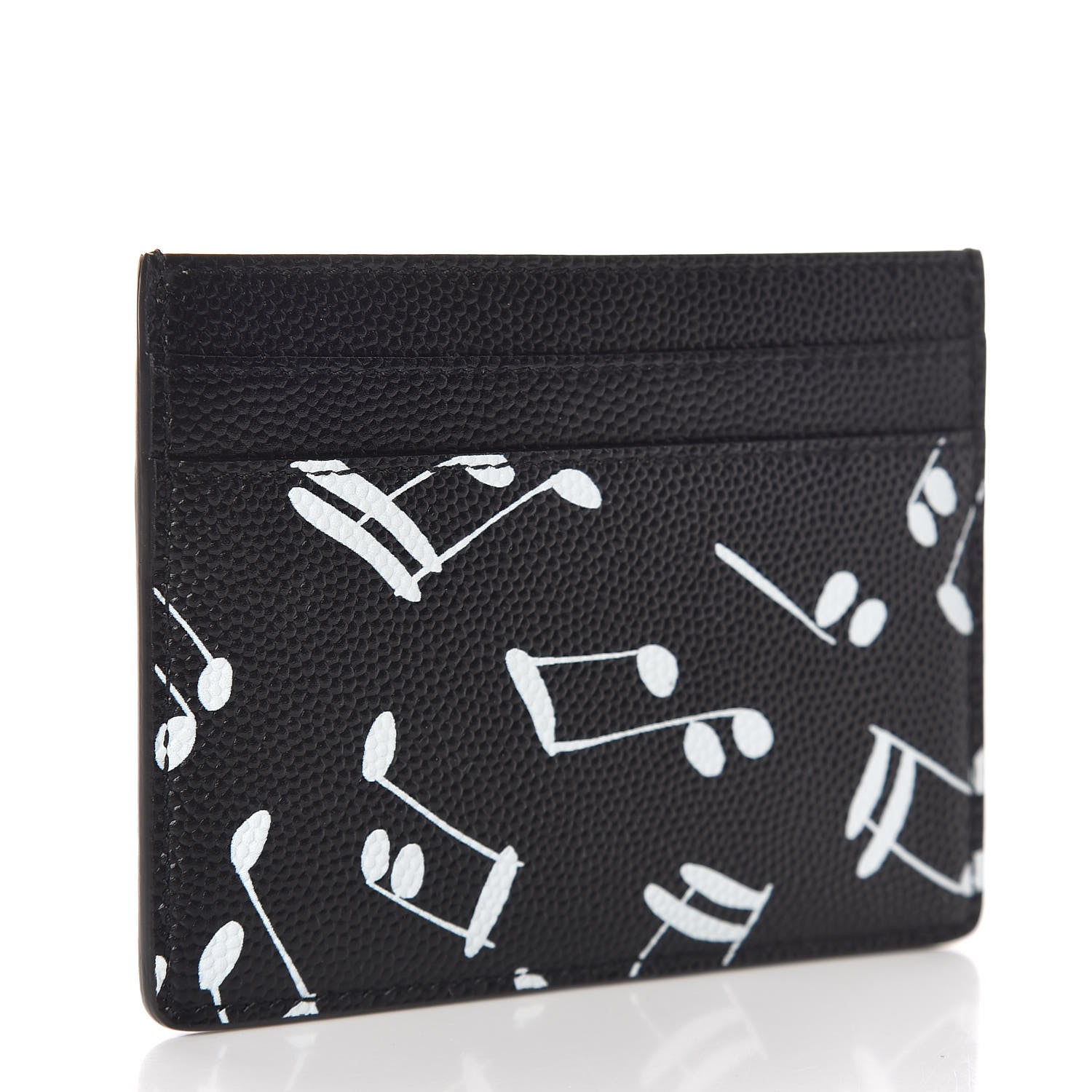 Saint Laurent Grain de Poudre Musical Notes Credit Card Case Black 3 of 8
