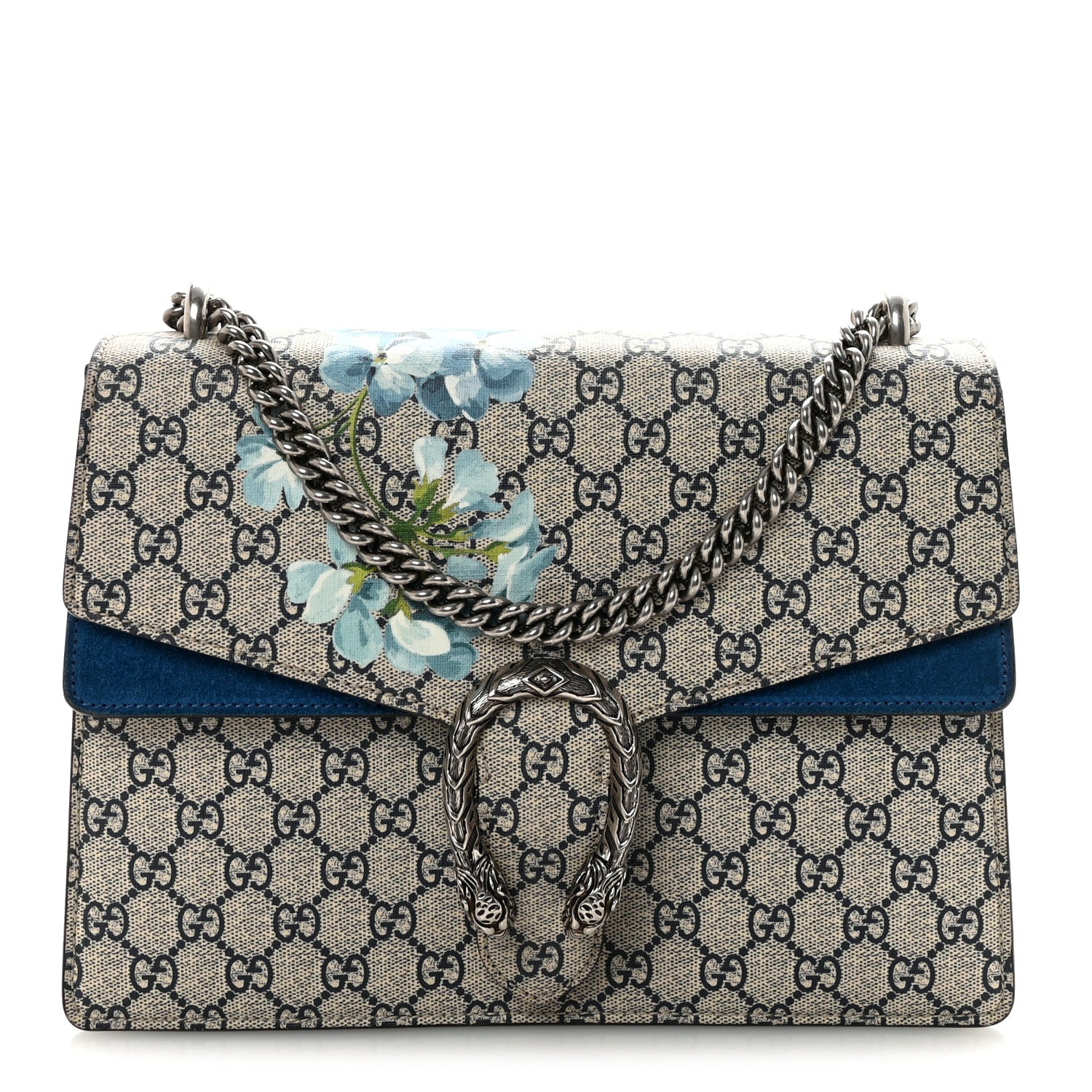 Gucci GG Supreme Monogram Blooms Medium Dionysus Shoulder Bag Beige Navy Vintage Blue 1 of 10