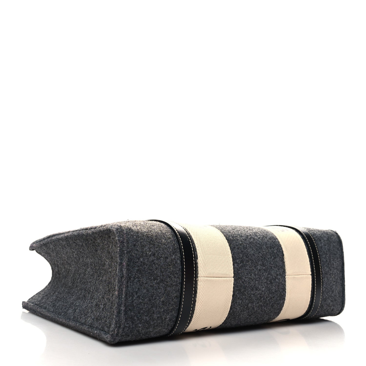 Chloe Felt Shiny Calfskin Medium Woody Ribbon Tote Cashmere Gray 4 of 11