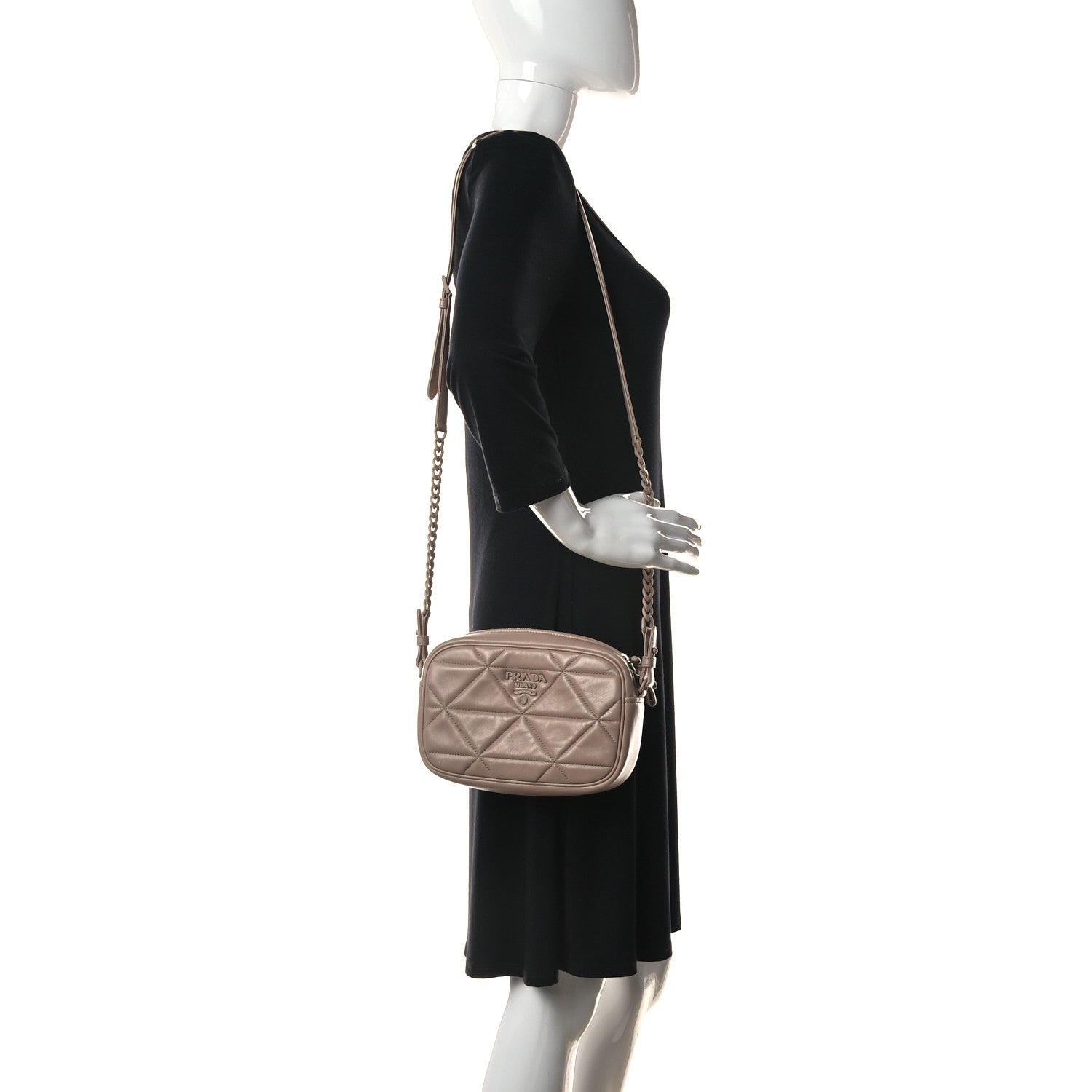 Prada Nappa Triangle Stitched Spectrum Camera Bag Cipria 2 of 13