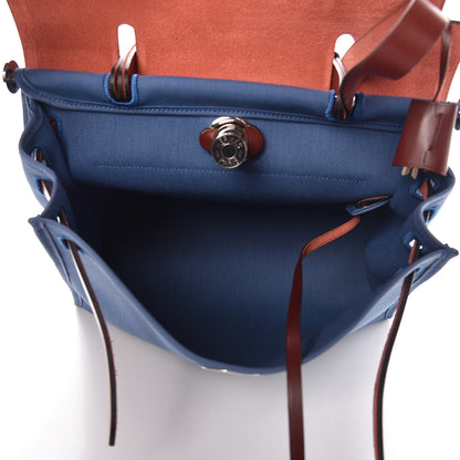 Hermes Vache Hunter Toile Militaire Herbag Zip 31 PM Bleu Agate Rouge H 6 of 10