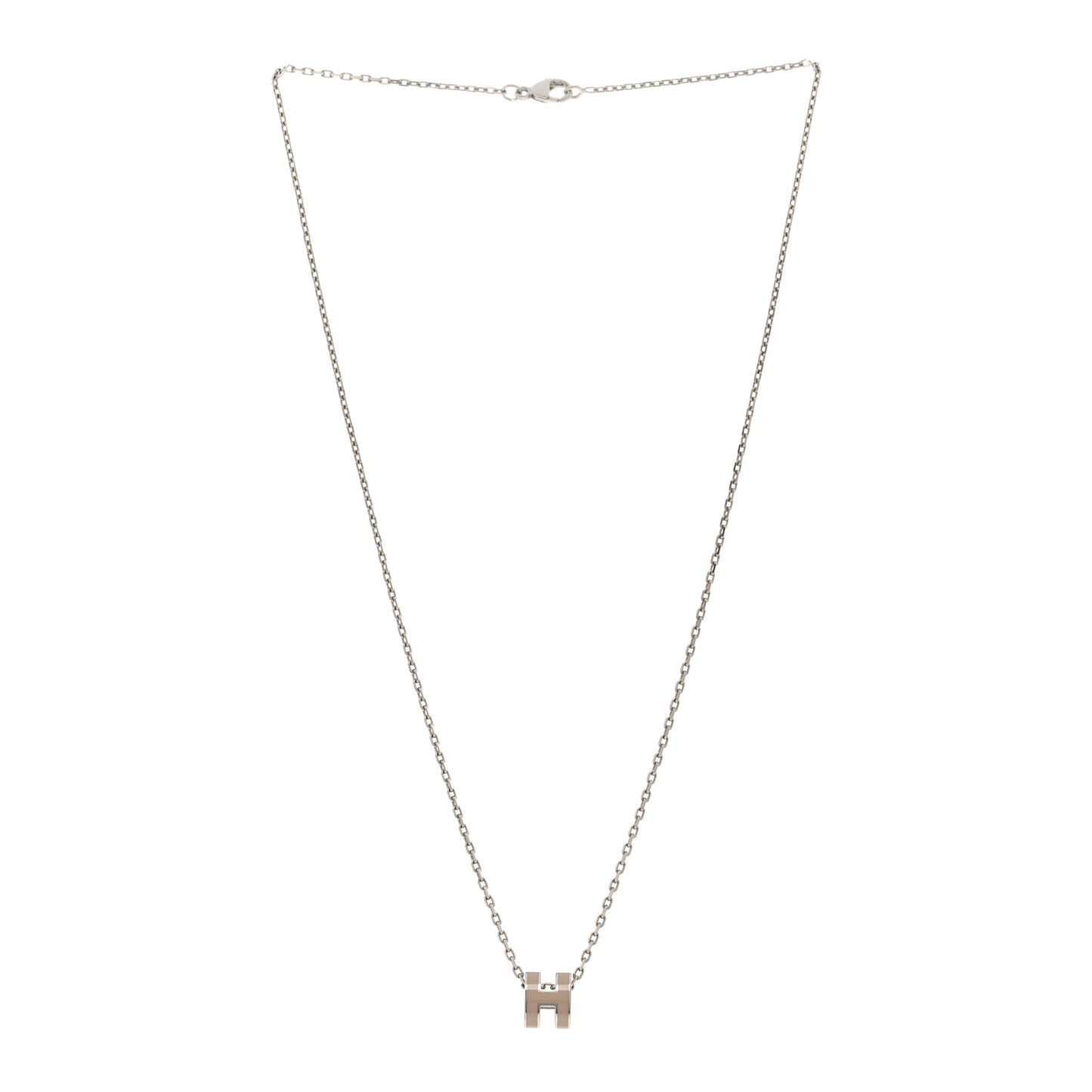 Palladium Mini Pop H Pendant Necklace Marron Glace