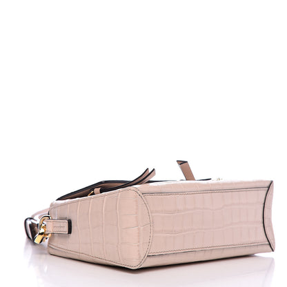 Chloe Calfskin Crocodile Embossed Mini Faye Day Shoulder Bag Cement Pink 4 of 10