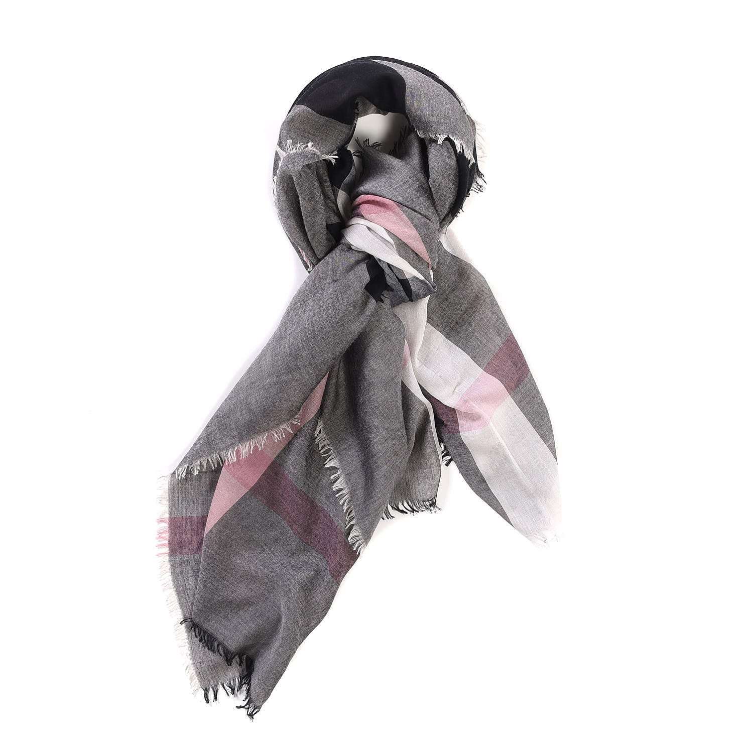 Burberry Wool Silk Gauze Check Scarf 1 of 7