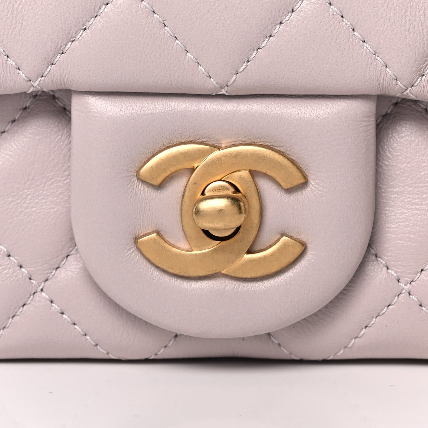 Lambskin Quilted Mini Pearl Crush Flap Light Purple
