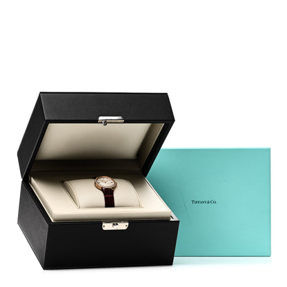 Tiffany 18K Rose Gold Alligator Diamond Bezel 28mm Metro Quartz Watch Brown 5 of 5