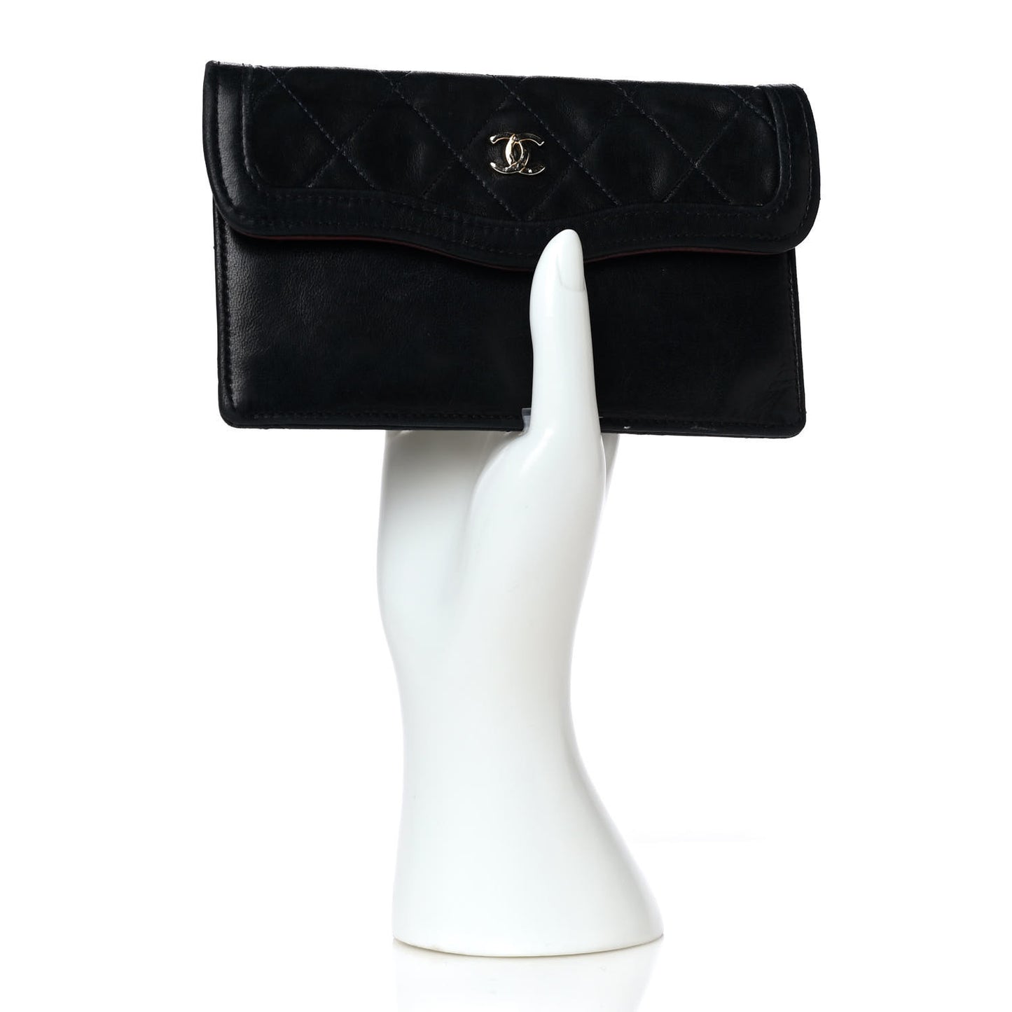 Lambskin Quilted Flap Pouch Black