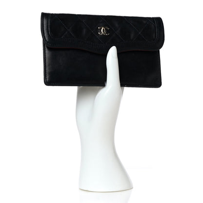 Chanel Lambskin Quilted Flap Pouch Black 2 of 8