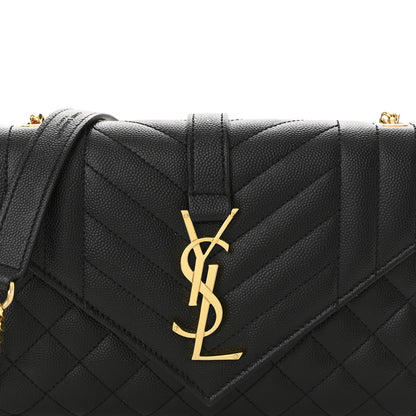 Saint Laurent Grain De Poudre Textured Mixed Matelasse Triquilt Small Monogram Satchel Black 8 of 10