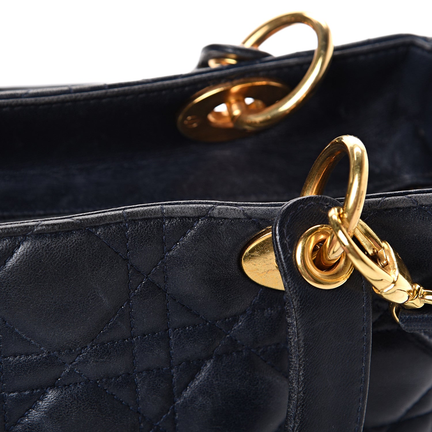 Christian Dior Lambskin Cannage Medium Lady Dior Navy Blue 18 of 21