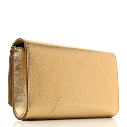 Louis Vuitton LOUIS VUITTON Metallic Calfskin Louise Clutch Gold 3 of 9