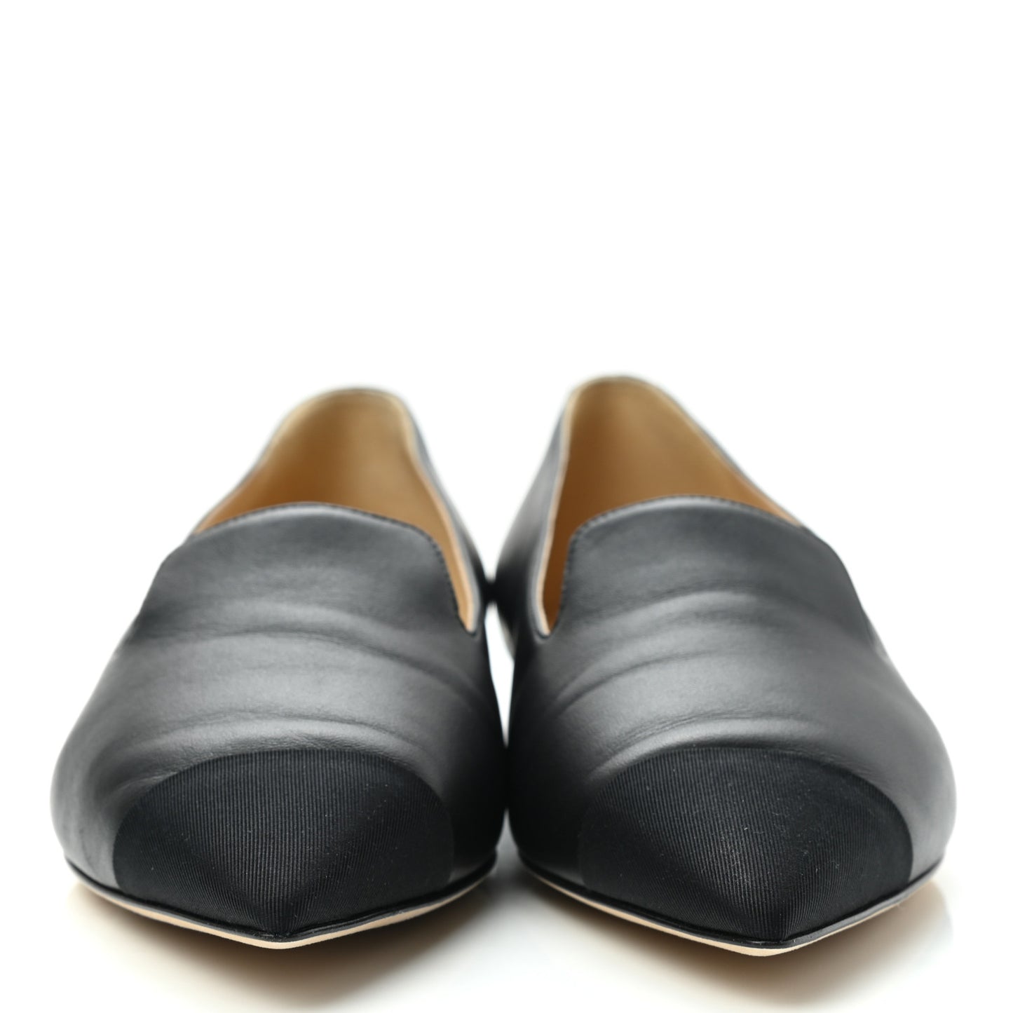 Lambskin Grosgrain Cap Toe Ballerina Flats 39.5 Black