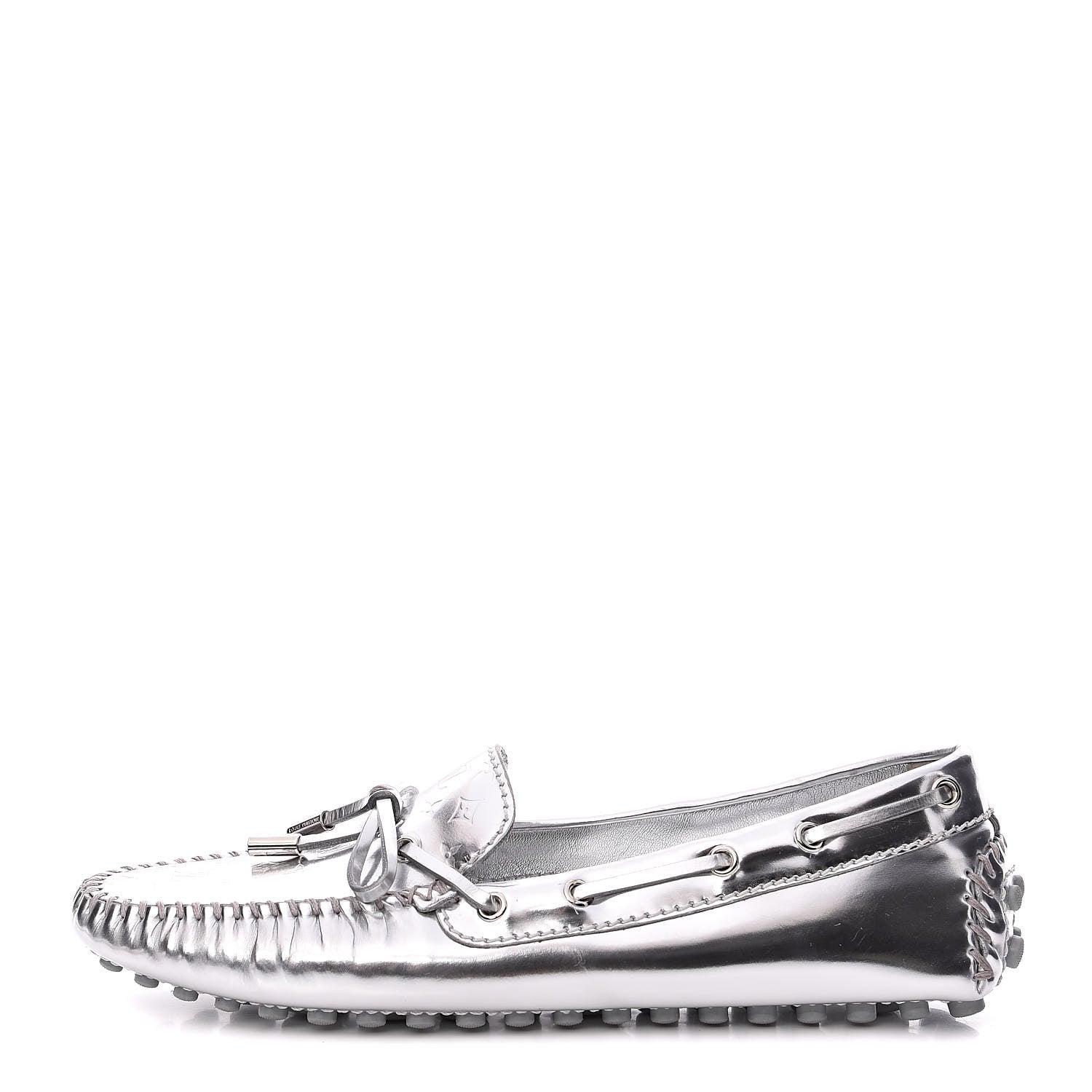 Louis Vuitton Patent Calfskin Monogram Gloria Loafers 37.5 Silver 1 of 9
