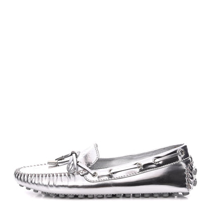 Louis Vuitton Patent Calfskin Monogram Gloria Loafers 37.5 Silver 1 of 9