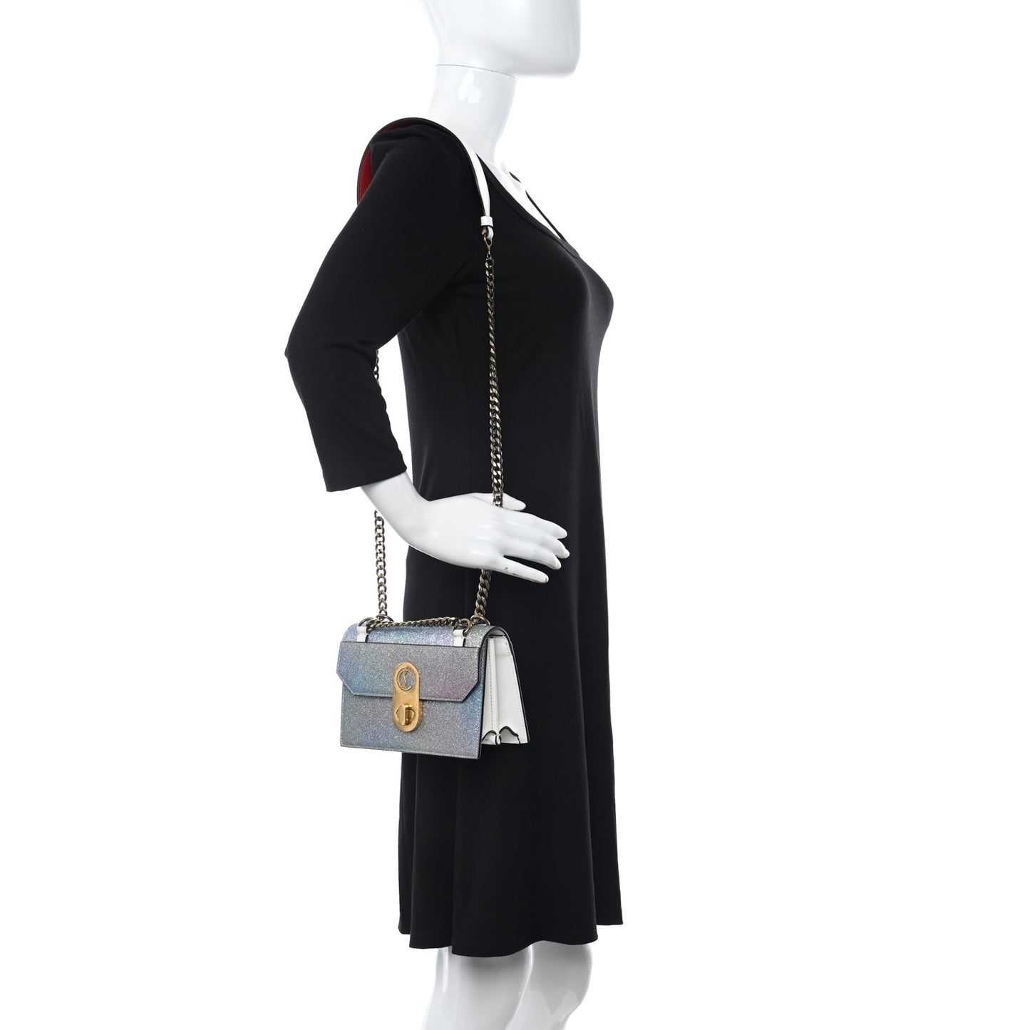 Glitter Calfskin Elisa Mini Shoulder Bag Multicolor Snow