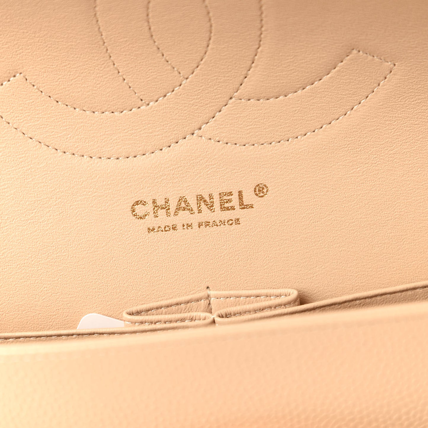 Caviar Quilted Jumbo Double Flap Light Beige
