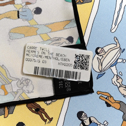 Hermes Silk On The Beach Scarf 90 Creme Menthol Ebene 4 of 4