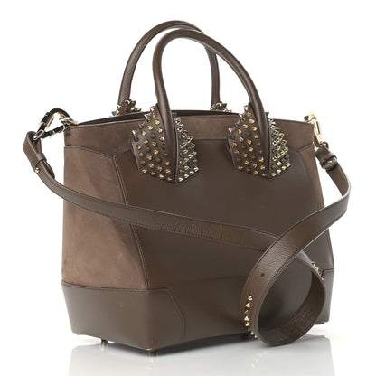 Christian Louboutin Suede Grained Calfskin Studded Large Eloise Satchel Brown 3 of 18