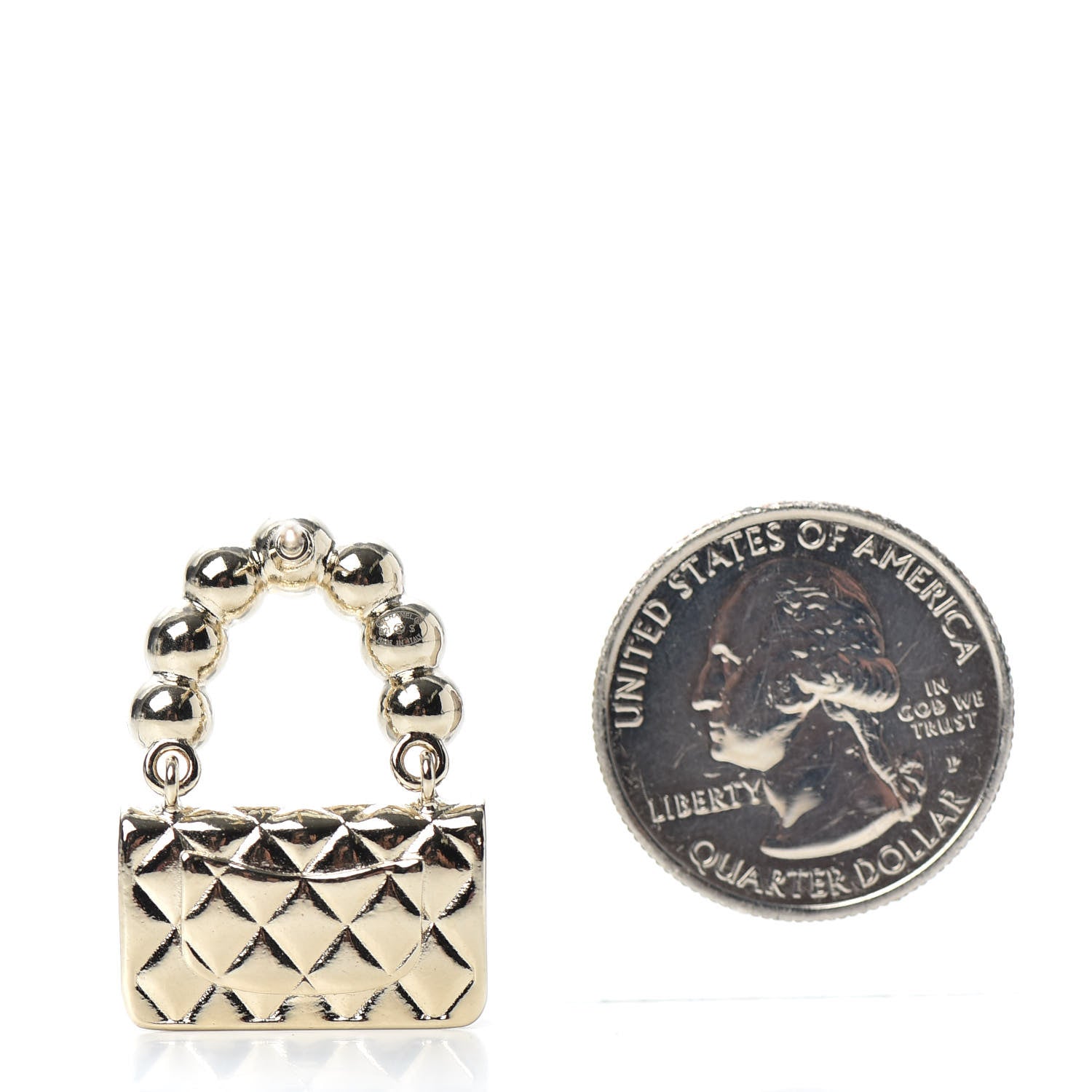 Chanel Pearl Quilted Flap Brooch Gold 3 of 4
