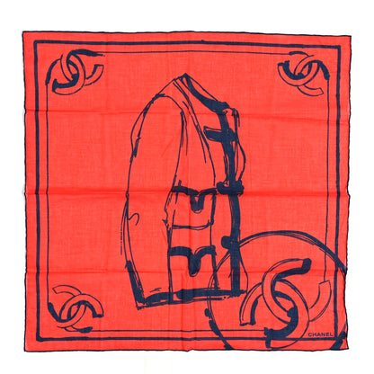 Chanel Silk Print CC Square Scarf Blue Red 1 of 3
