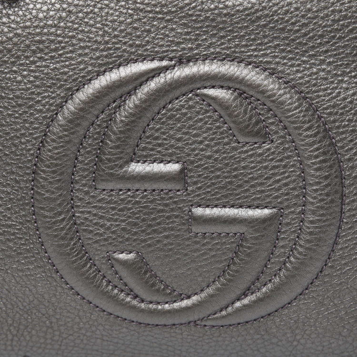 Gucci Metallic Pebbled Calfskin Medium Soho Chain Hobo Sasso 12 of 14